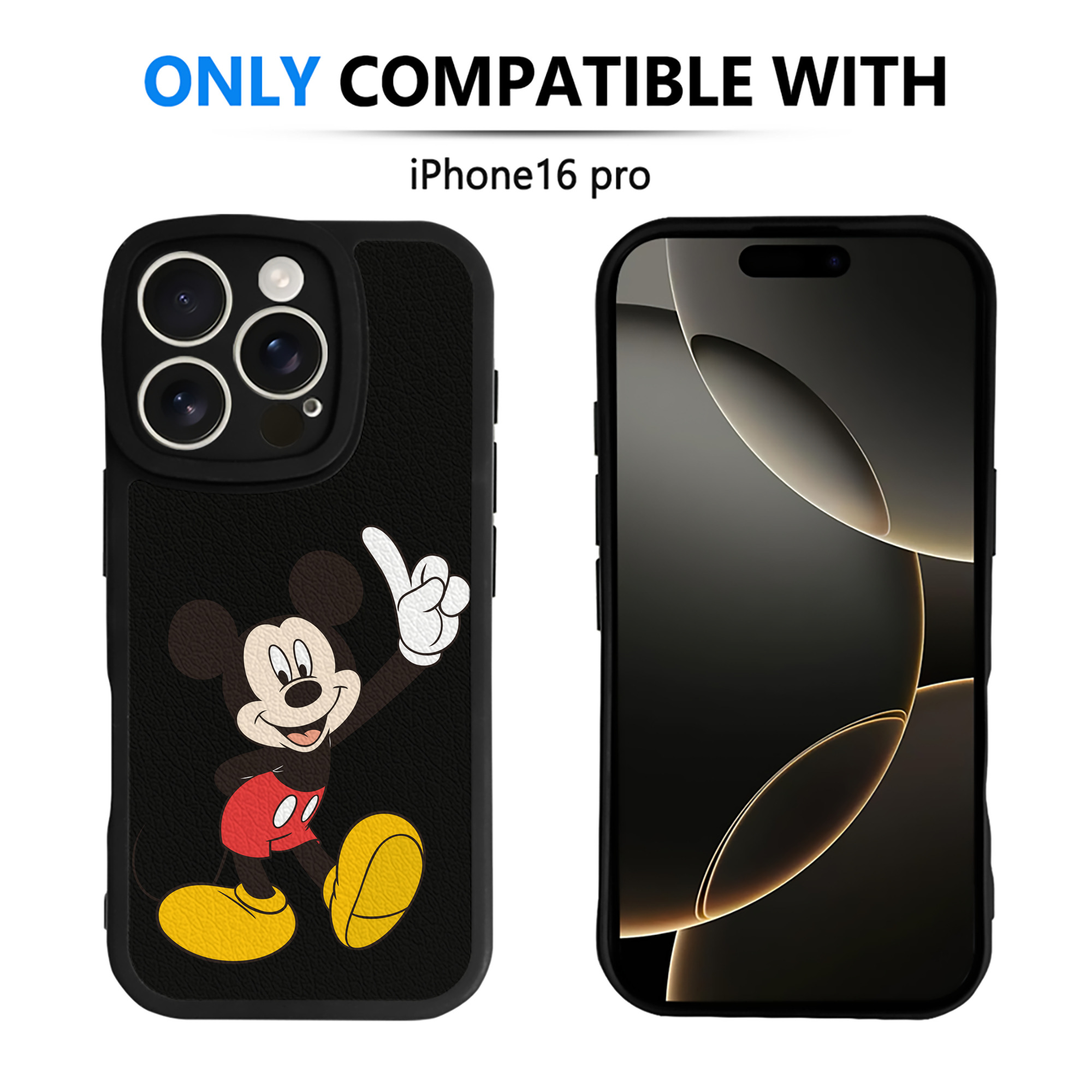 （画像用） ミッキーマウス Mickey Mouse 【iPhone 16シリーズ対応】シリコンスマホケース（レザー調） 材質：シリコン